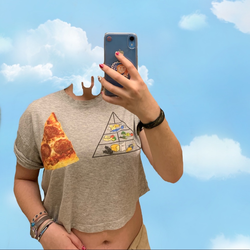 Pizza food pyramid cropped tshirt